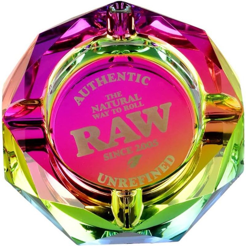 raw rainbow glass ashtray